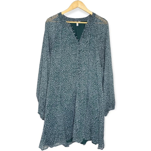 Joie Green Arctic Animal Spot Limited Edition Balloon Sleeve Dress Plus Size XXL - Picture 2 of 12